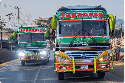 Japanese Express buses on the road
