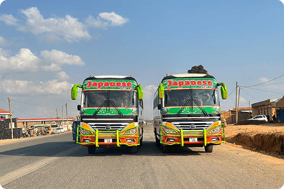 Japanese Express buses parked